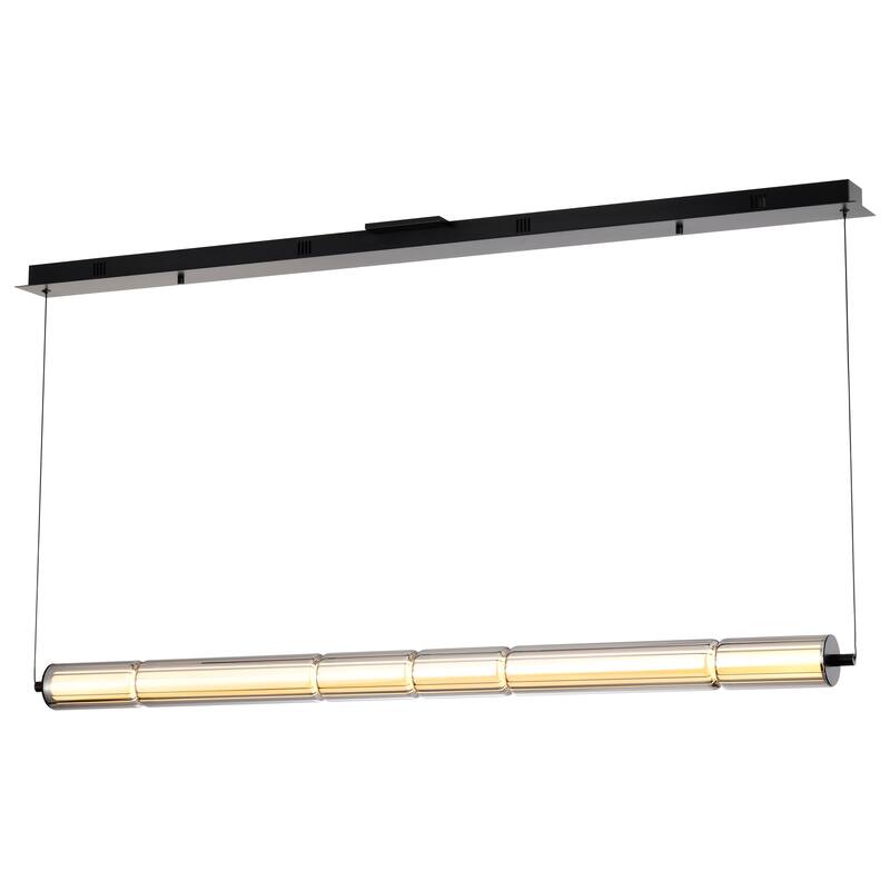 Evander LED 48 Inch Island Pendant Matte Black Finish Smoked Glass - Matte Black
