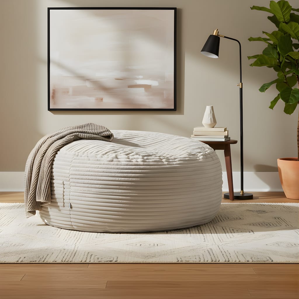 Sealy® Bala Taupe Faux Fur Corduroy 5ft Foam Bean Bag Lounger