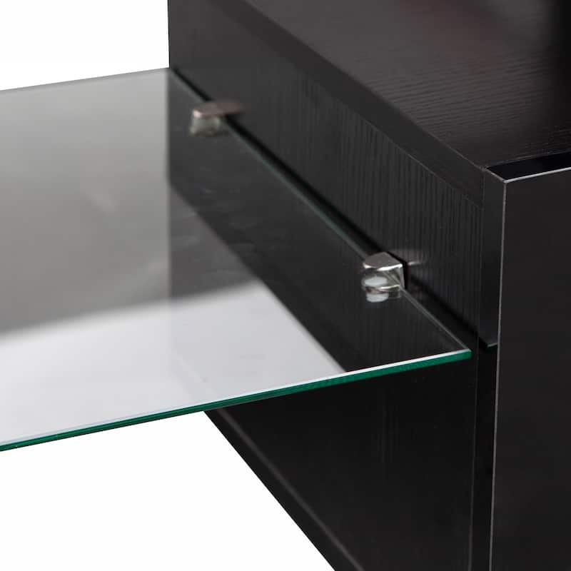 Black 63" TV Stand with LED Light, Open and Hidden Storage Spaces for TVs Up to 65"