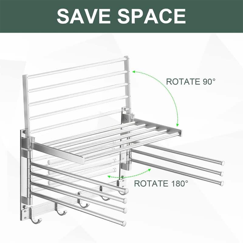 Clothes Drying Rack Wall Mounted - 13.2"D x 15.7"W x 11.5"H