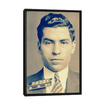 iCanvas "Charlie "Lucky" Luciano - Gangster Mugshot" by Unknown Artist Framed Canvas Print