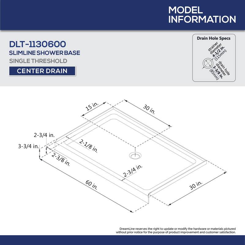 DreamLine Infinity-Z 30 in. D x 60 in. W x 76 3/4 in. H Sliding Shower Door, Shower Base and Backwall Kit