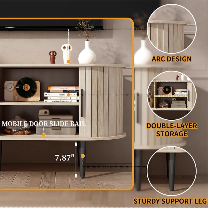 TV Stand, 47" Modern TV Console Table with Storage Compartment and Sliding Door, Gaming Entertainment Center with Cabinet