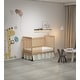 preview thumbnail 14 of 16, 3-In-1 Convertible Crib , Made Of Sustainable Pinewood, Non-Toxic Finish, Comes With Locking Wheels, Wooden Nursery Furniture