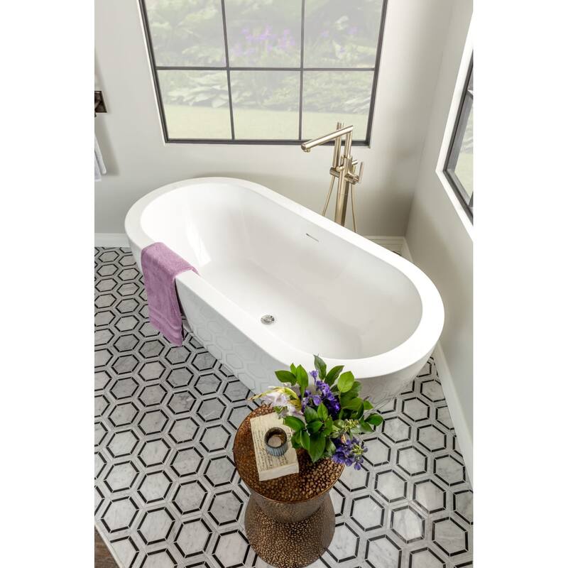 Miseno MNO6732SFSO 67" Free Standing Acrylic Soaking Tub with Center