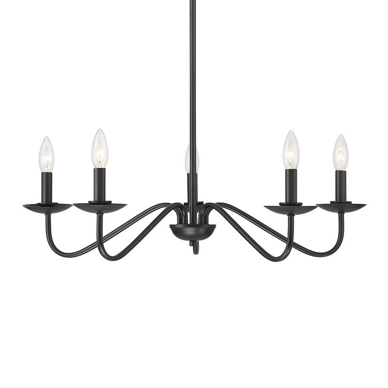 Meridian M100120 5 Light 28" Wide Taper Candle Style Chandelier - Matte Black