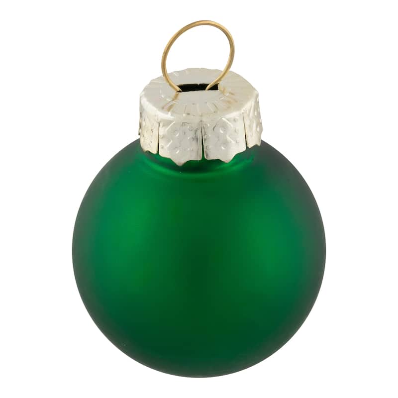 2-Finish Mini Christmas Glass Ball Ornaments - 1" (25mm) - Green - 24ct