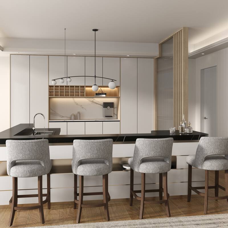 Set of 2/4/6,Upholstered Counter Height Bar Stools,Modern Counter Stools with Wood Legs for Kitchen Island Dining Room Bar
