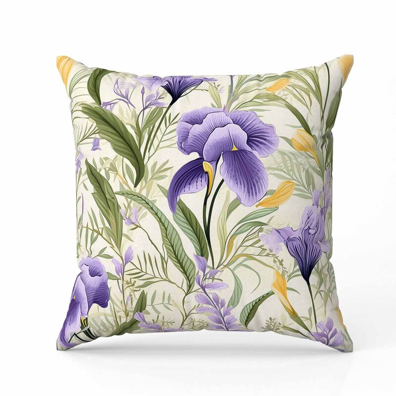 Breezy Buds Indoor/Outdoor Reversible Throw Pillow Green and Purple