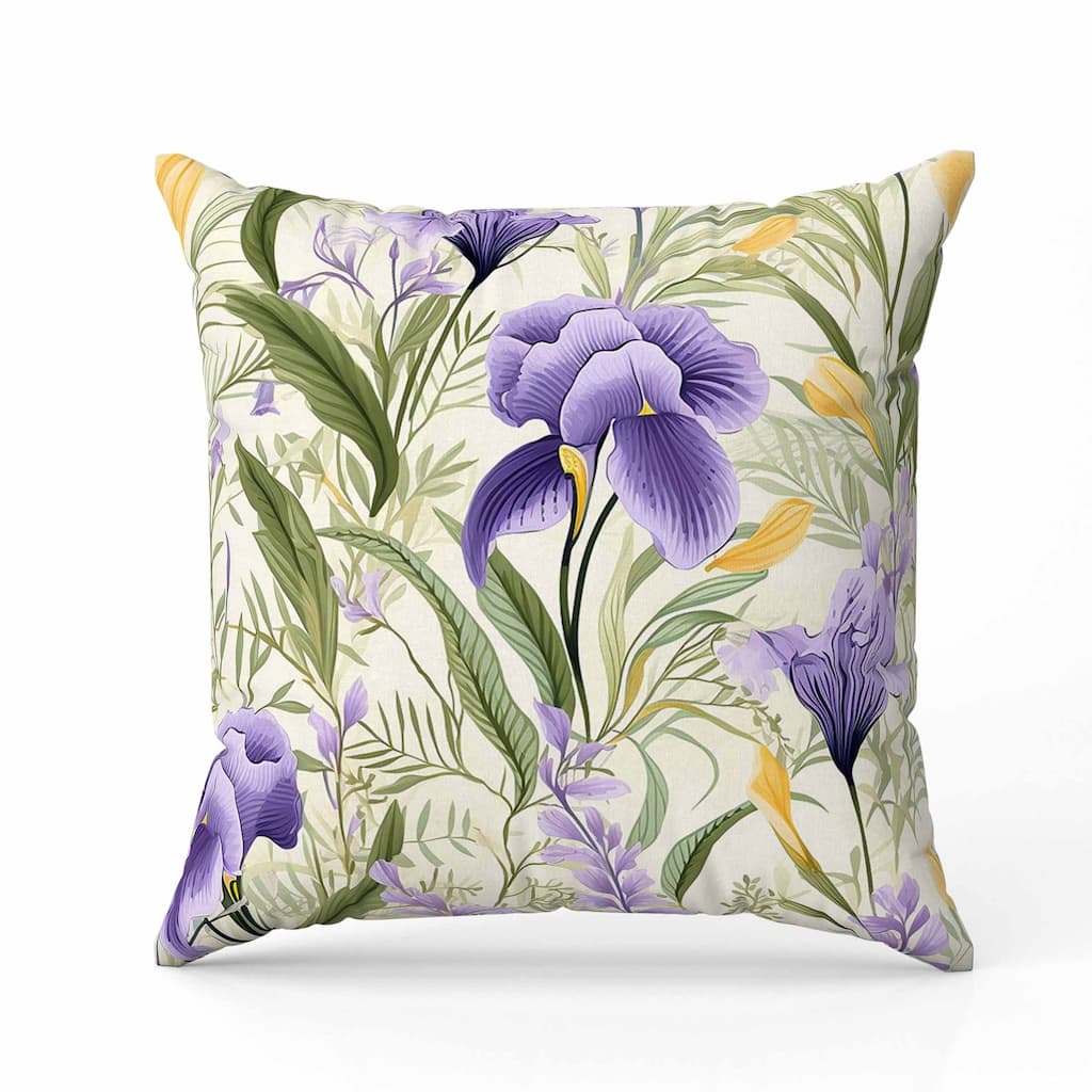 Breezy Buds Indoor/Outdoor Reversible Throw Pillow Green and Purple