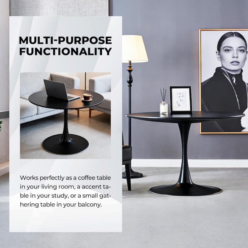 42.1" Mid-century Dining Table for 4-6 people With Round MDF Table Top, Pedestal Dining Table, End Table