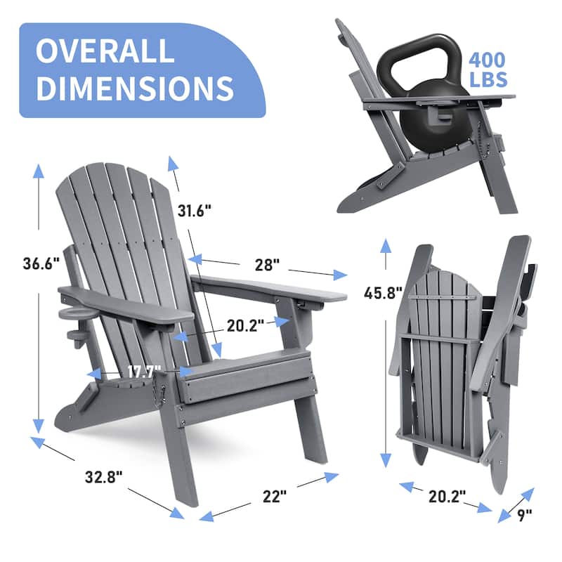 Vrakae Adjustable and Folding Adirondack Chair with Cup Holder