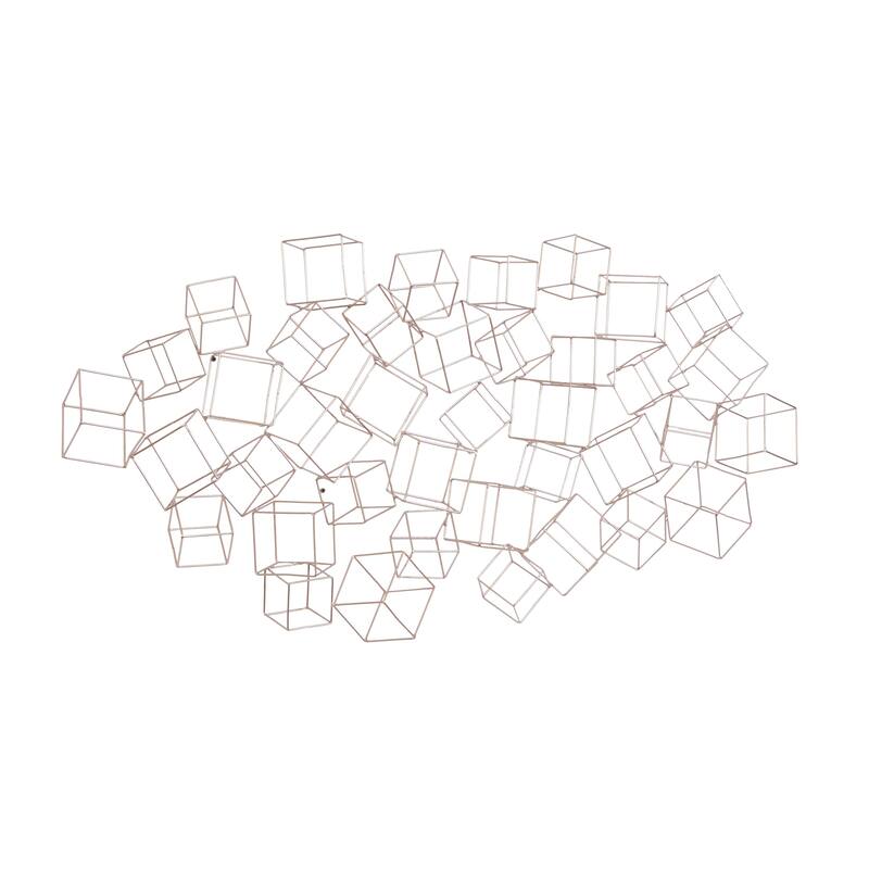 Metal Geometric 3D Square Home Wall Decor - Black or Gold - Roche River Decor
