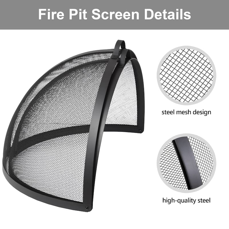 32 in. Easy Access Steel Fire Pit Spark Screen in Black - 32"L x 32"W