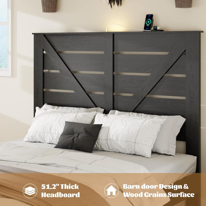 Full Bed Frame Headboard,Wood Platform Bed Frame,Noise Free,No Box Spring Needed and Easy Assembly Tool,Large Under Bed Storage