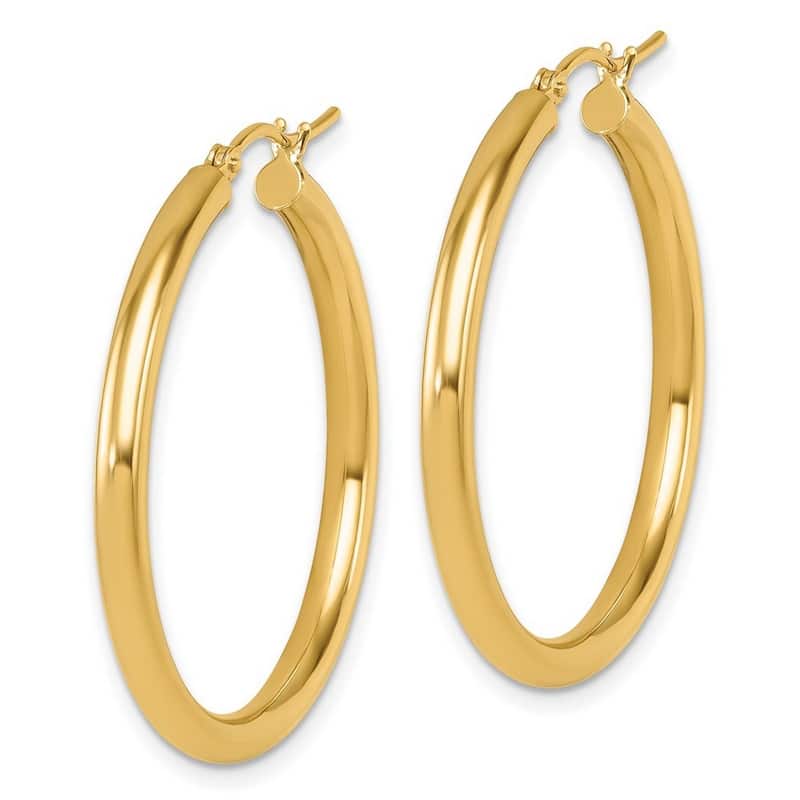 Curata 14k Yellow Gold 35x3mm Polished Hinged Hoop Earrings