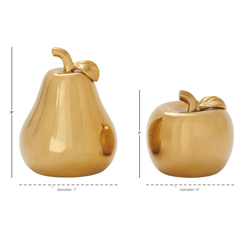 Copper Grove Kitty Red Ceramic Pear and Apple (Set of 2)