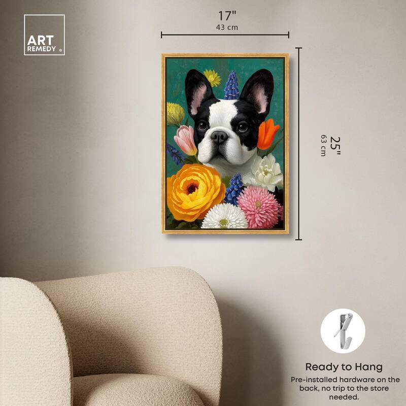 Secret Garden Frenchie Canvas by Art Remedy