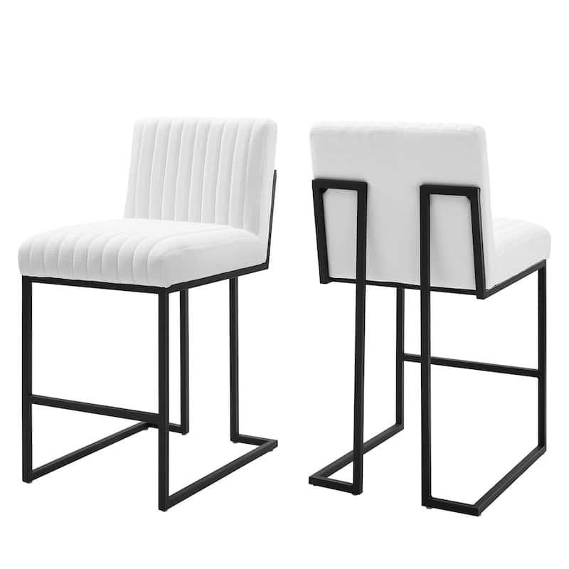 Indulge Channel Tufted Fabric Counter Stools - Set of 2 - White