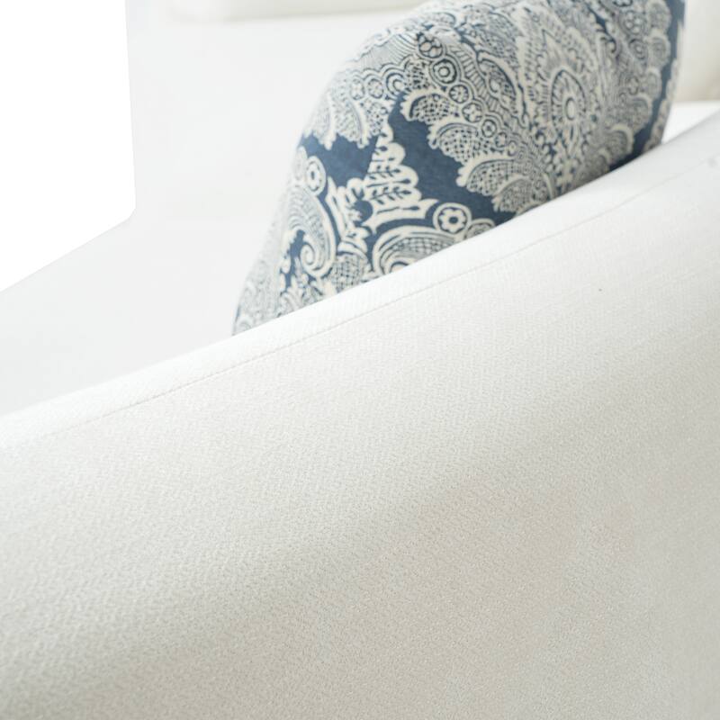 Christopher Knight Home - Lunaria 122" Modern Upholstered Curved Sofa with 2 Damask Pattern Pillows