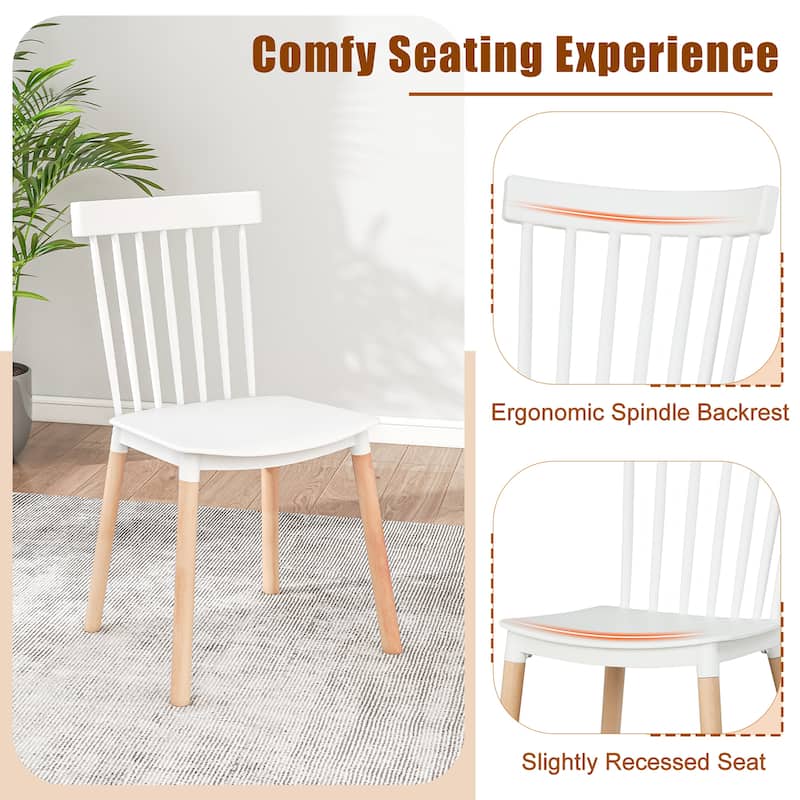 Gymax Set of 4 Windsor Dining Chairs Dining Chairs w/ Spindle Backs &
