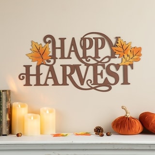 Glitzhome 24"L Fall Metal HAPPY THANKSGIVING / HAPPY HARVEST Wall Decor