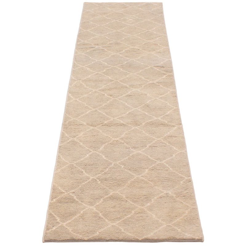 ECARPETGALLERY Hand-knotted Tangier Khaki Wool Rug - 2'11 x 11'9