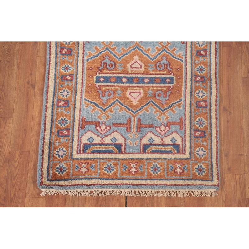 Geometric Khotan Runner Rug Handmade Oriental Wool Carpet - 2'6"x 7'10"