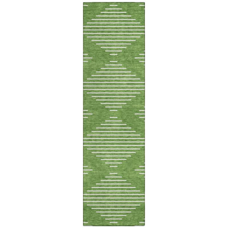 Machine Washable Indoor/ Outdoor Modern Stripe Chantille Rug