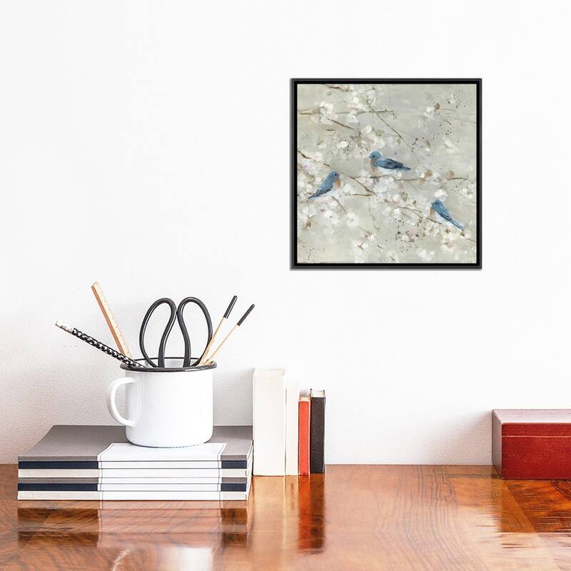 iCanvas "Blue Bird Melody II" by Sally Swatland Framed