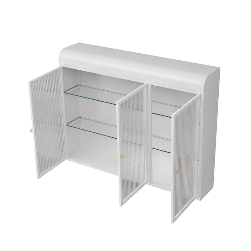 3 Door Arched Wall Mounted Glass Cabinet