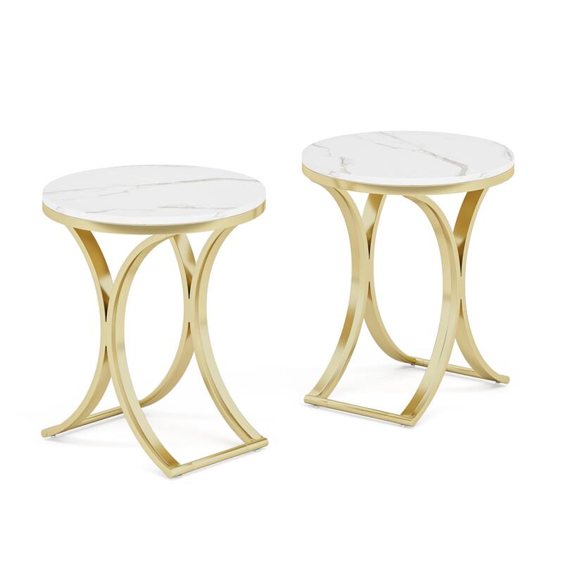 Modern Round End Side Accent Table for Entryway Living Room