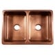 preview thumbnail 3 of 9, Lange Copper 32" Double Bowl Farmhouse Apron Front Undermount Kitchen Sink
