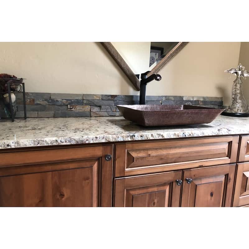 20-in Rectangle Vessel Hammered Copper Sink (VREC2014DB)
