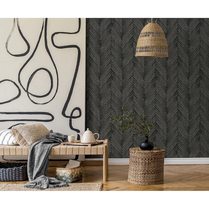 Seabrook Designs Otto Geometric Chevron Non-Woven Unpasted Wallpaper