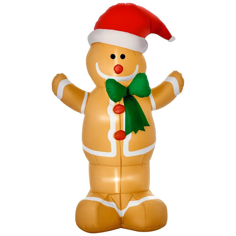 HOMCOM 6' Christmas Gingerbread Man, Large Christmas Inflatable Holiday Decoration, Gingerbread Decorations