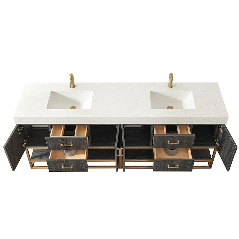 Alistair Bath Vanity with Grain White Stone Top without Mirror
