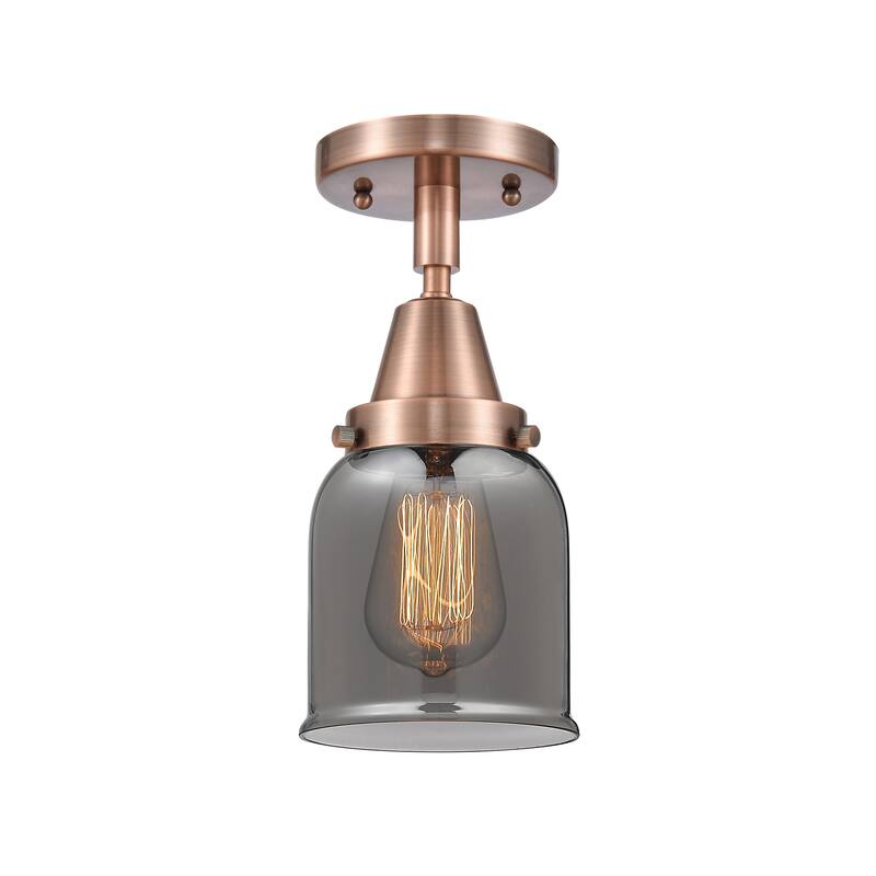 Innovations Lighting Caden Bell - 1 Light 5" Flush Mount - Antique Copper/Light Smoke