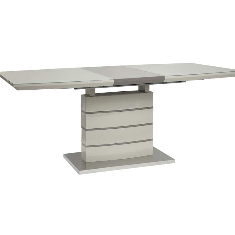 Sammy White Gray Taupe Modern Faux Leather Pedestal Dining Room Set