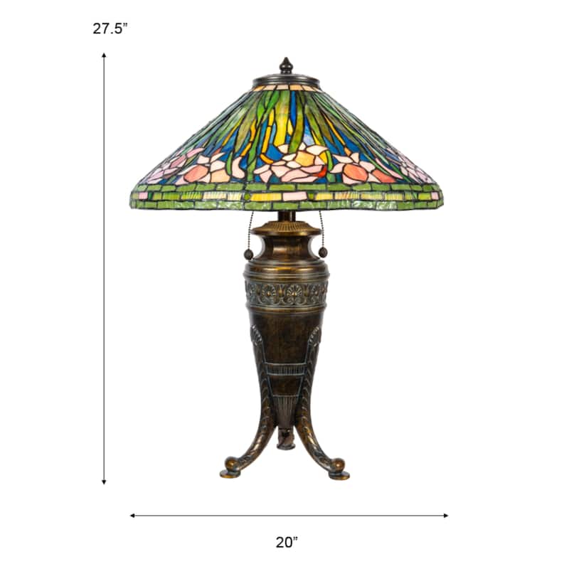 Pink Glades Dale Tiffany Table Lamp. - 27.5" Tall