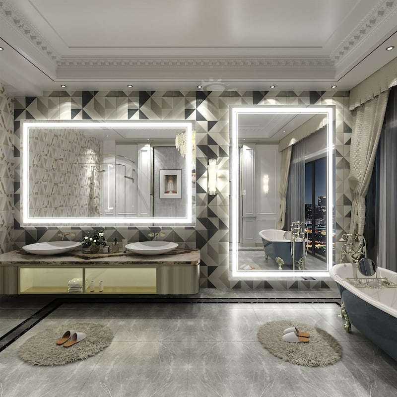 KIOTEE Frameless Front lit LED Lighted Anti-Fog Tempered Glass Bathroom Vanity Mirror with ETL and 3-Year Warranty