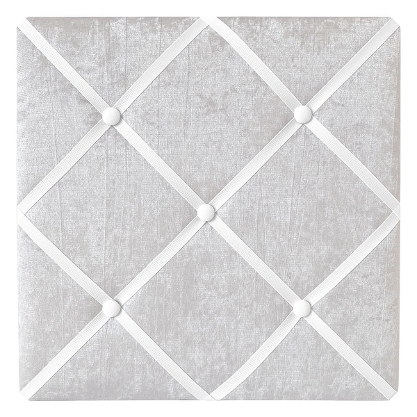 slide 2 of 4, Solid Grey 13in Fabric Memory Photo Bulletin Board - Gray Velvet Luxurious Elegant Princess Boho Shabby Chic for Lace Collection