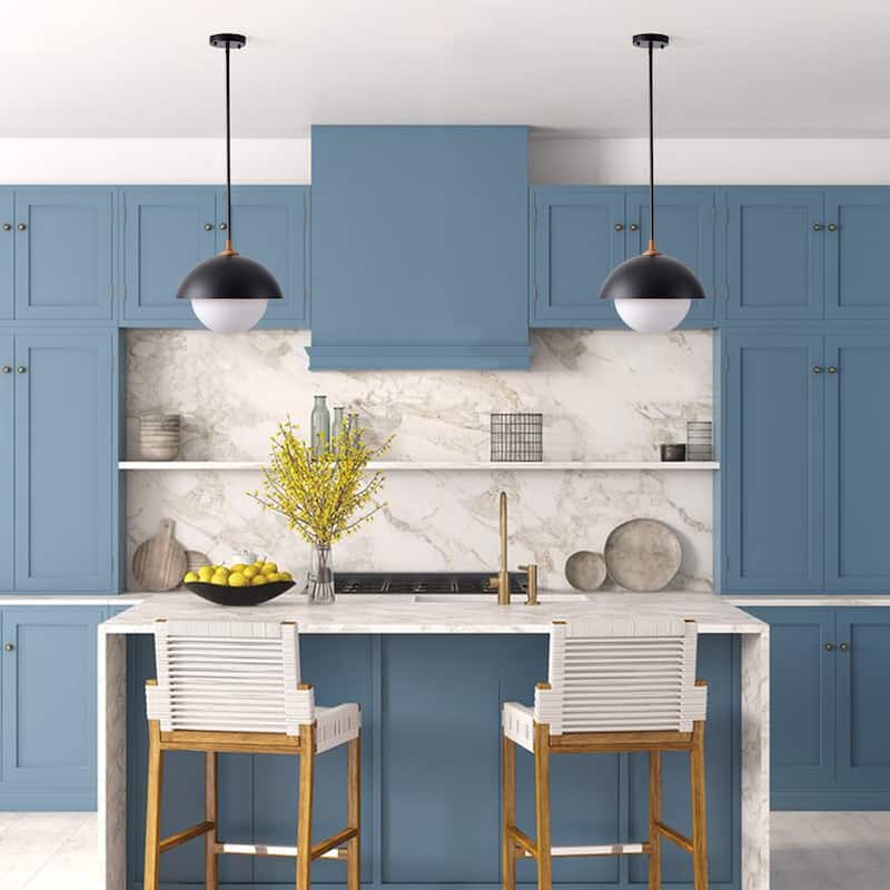 Farmhouse Black 1-Light Classic Bowl Shape Dimmable Pendant
