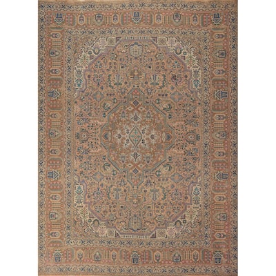 Geometric Tabriz Persian Vintage Area Rug Hand-Knotted Wool Carpet - 8'3" x 11'4"