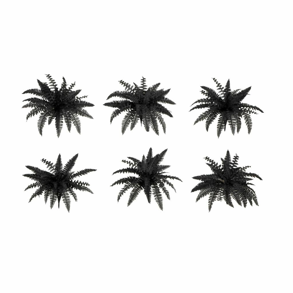 Boston Fern Halloween Artificial Plants - 21" - Black - Set of 6