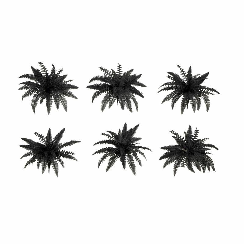 Boston Fern Halloween Artificial Plants - 21" - Black - Set of 6