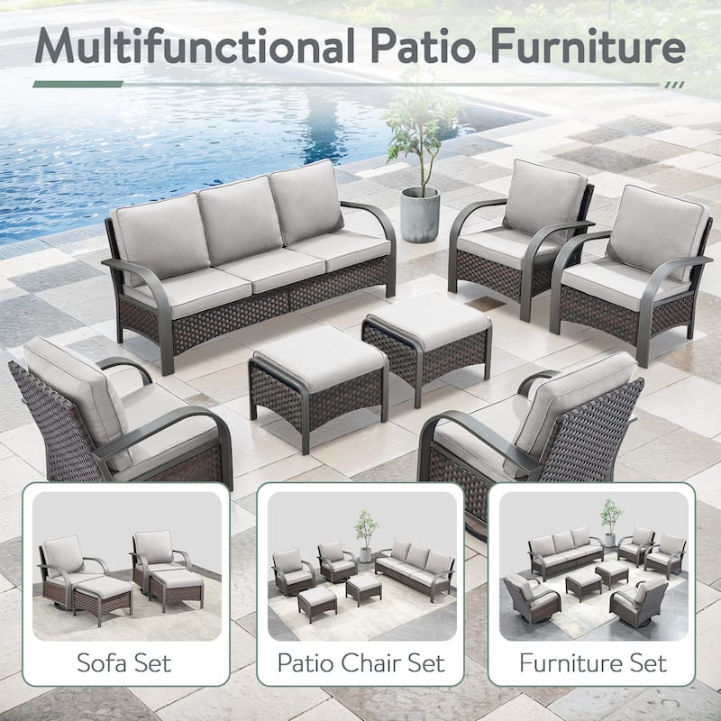 Outside Patio Wicker Ottoman with Cushion