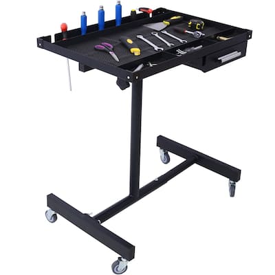 Portable Adjustable Tear Down Work Table with Drawer, Swivel Casters