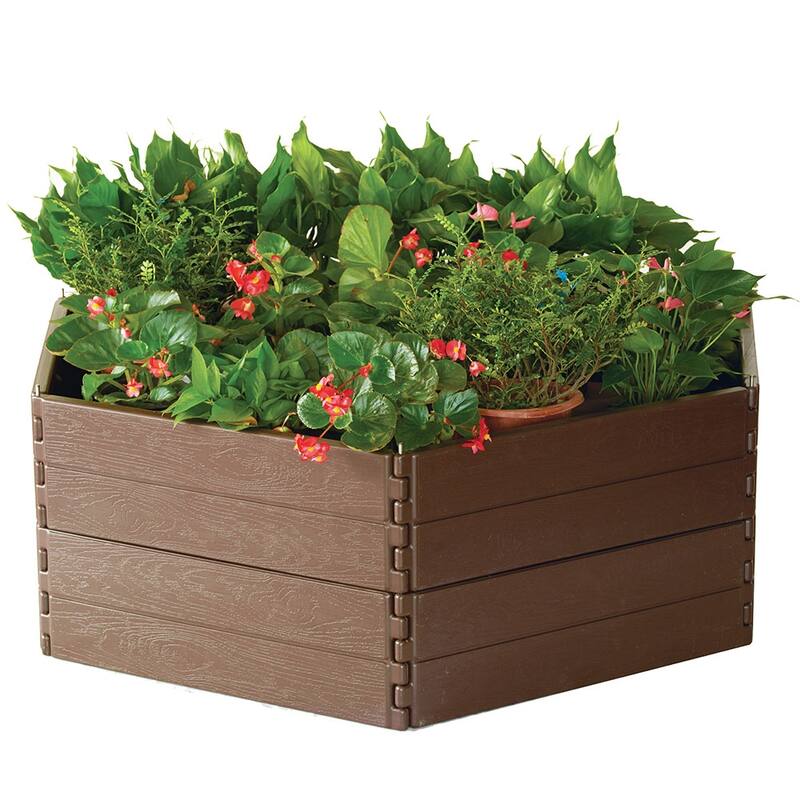 Modern Home Raised Garden Bed Kit - Stackable Hexagon Modular Flower/Planter Kit - 48" Diameter 6 Panel Kit for Gardening