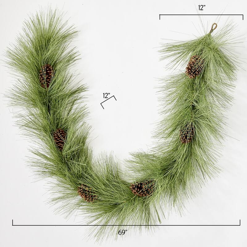 69" Christmas Artificial Pine Long Needle With Pine Cones Garland